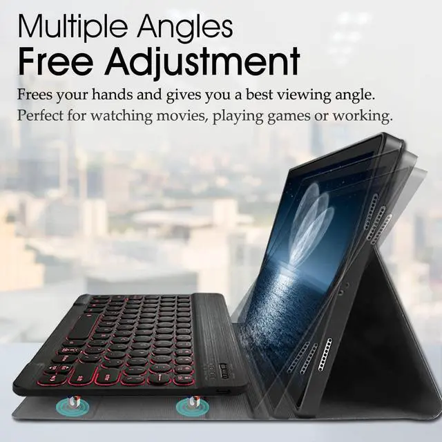 Alt view image 4 of 5 - REAL-EAGLE Backlit Keyboard Case for Samsung Galaxy Tab S6 Lite 10.4 Inch 2022/2020(SM-P610/P613/P615/P619), 7 Color Backlights Detachable Wireless Keyboard Case for Samsung Galaxy Tab S6 Lite (Black)