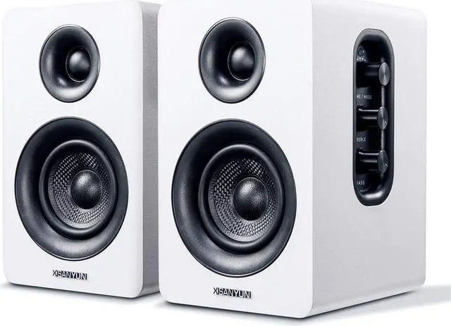 Main image of SW208 3" Active Bluetooth 5.0 Bookshelf Speakers  60W Carbon Fiber Speaker Unit - Built-in 24bit DAC Dynamic 3D Surround Sound 2.0 Computer PC Monitor Gaming (Pair, White)