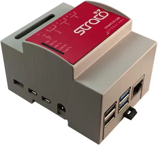 Main image of Sfera Labs Strato Pi CAN Pi4B 4GB - DIN-Rail Case, 1 Relay, RS-485, CAN, Real Time Clock, Hardware Watchdog, Buzzer, Secure Element Chip, CE/FCC/IC/RoHS Compliant