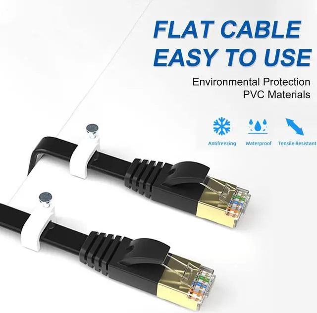 Alt view image 4 of 5 - SHD Flat Cat7 Ethernet Cable(10 Pack) Network Patch Cable FTP/STP LAN Cable Computer Patch Cord-15 Feet