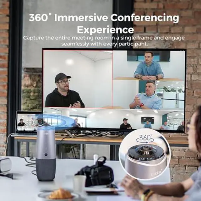 Alt view image 2 of 5 - COOLPO Webcam, 360 Video Conference Camera, 4K All-in-one Conference Room Camera with Speaker, Microphone, Meeting Room Camera, AI Speaker Tracking, Noise Cancellation, Teams, Zoom, PANA 5ft USB Cable