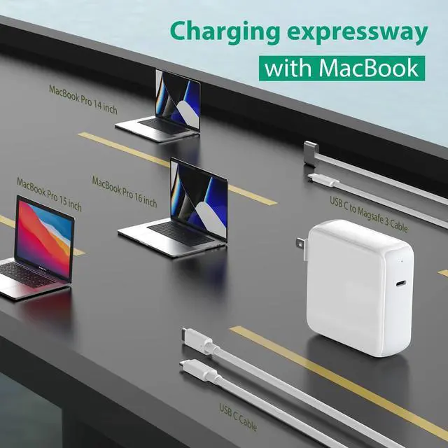 Alt view image 4 of 5 - 96W USB C Charger for MacBook Pro 16, 15, 14, 13 inch 2025 2024, 2023, 2022, 2021, M4 M3 M2 M1 MacBook Air, USBC Laptop Power Adapter, iPad, LED, 6.6ft 5A Cable Charging as Fast as Original Quality
