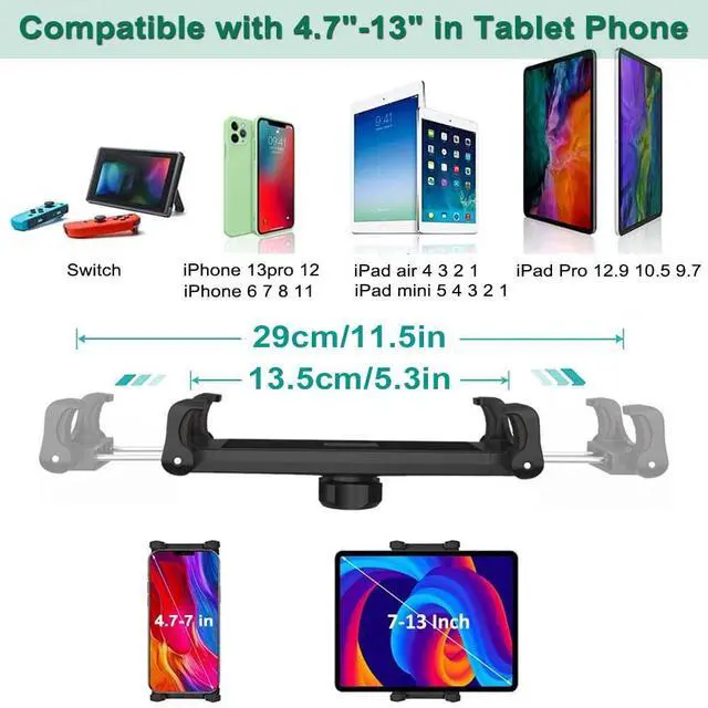 Alt view image 5 of 5 - woleyi Tablet Mount, Headrest Holder for 4.7-12.9 in iPad Smartphone, Car Back Seat Between Tablet Stand for iPad Pro Air Mini, Samsung Tab, Fire HD, Long Road Trip Essentials for Kids