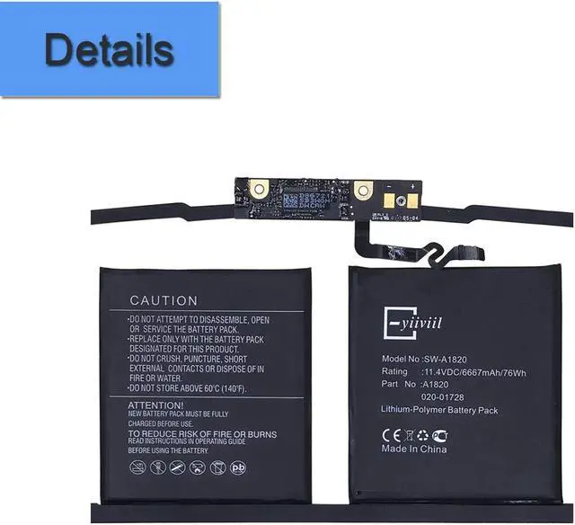 Alt view image 3 of 5 - E-YIIVIIL New Replacement Laptop Battery SW-A1820 Compatible with Apple MacBook Pro 15" 2016 A1707 MacBook Pro Core i7 2.9 15" Touch/Late 2016 MLH32CH/A MLH42CH/A 020-01728