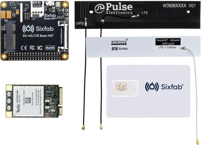 Main image of Raspberry Pi 4G/LTE Cellular Modem Kit - Hardware | Global IoT SIM Card w $25 Free Credit | Free Cloud Software | Remote Network Monitoring | Remote Terminal Access