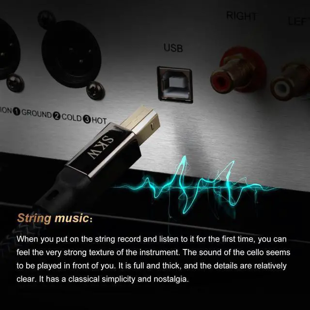 Alt view image 4 of 5 - SKW Audiophiles USB 2.0 DAC Audio Cable USB Type A to USB Type B Printer Cable for Computer to DAC, Sound Card, or Headphone Amplifier 9.8ft(3m)