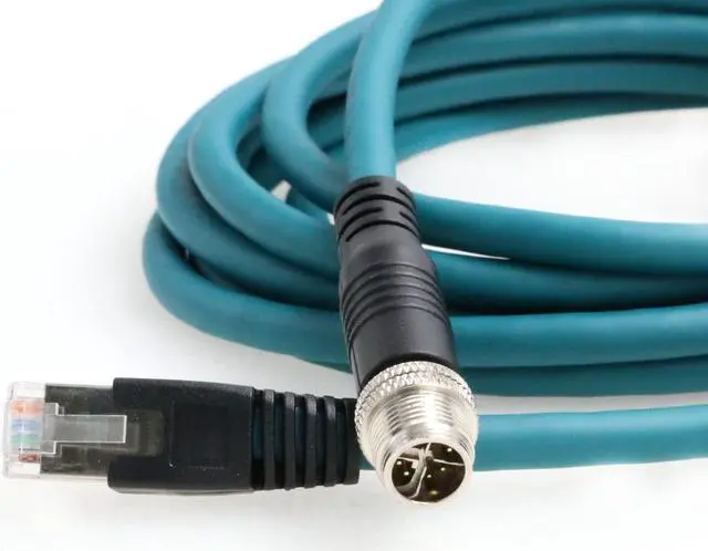 Alt view image 2 of 5 - SZRMCC M12 8 Pin X-Coded Male to RJ45 Ethernet Cable Cat7e Gigabit Shielded Waterproof Network Cable for Basler GigE Cognex in-Sight Industrial Camera Vision Sensors (Blue,10M)