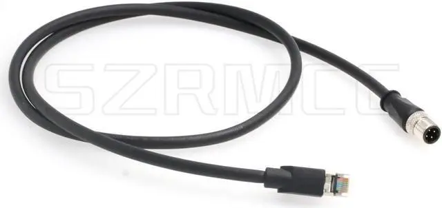 Alt view image 4 of 4 - SZRMCC M12 Ethernet Cable D-Code 4 Pin Male to RJ45 Connector High Flex Cat5e Shielded Waterproof Network Cable for Industrial Camera Sensor (3m,Black)