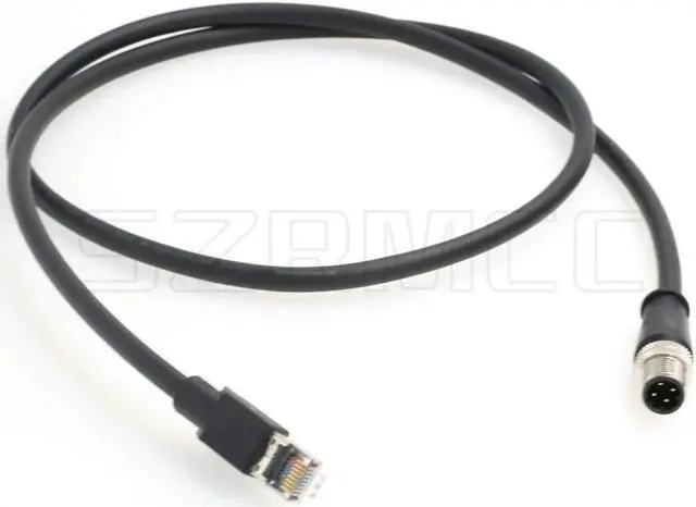Alt view image 3 of 4 - SZRMCC M12 Ethernet Cable D-Code 4 Pin Male to RJ45 Connector High Flex Cat5e Shielded Waterproof Network Cable for Industrial Camera Sensor (3m,Black)