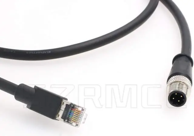 Alt view image 2 of 4 - SZRMCC M12 Ethernet Cable D-Code 4 Pin Male to RJ45 Connector High Flex Cat5e Shielded Waterproof Network Cable for Industrial Camera Sensor (3m,Black)