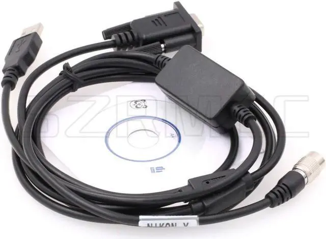 Alt view image 5 of 5 - SZRMCC Hirose 6 Pin Male to Serial RS232 DB9 + USB Data Cable for Nikon DTM352 DMT452 DTM330 Total Station