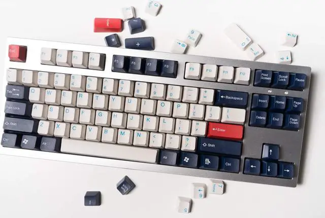 Alt view image 2 of 5 - Authentic Tai-Hao Royal Blue ABS Doubleshot ANSI 104 Keycaps for Cherry Mx Keyboards Britain Blue England Blue