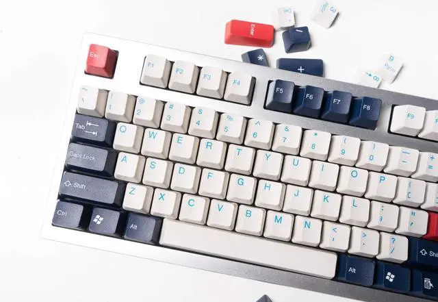 Alt view image 3 of 5 - Authentic Tai-Hao Royal Blue ABS Doubleshot ANSI 104 Keycaps for Cherry Mx Keyboards Britain Blue England Blue