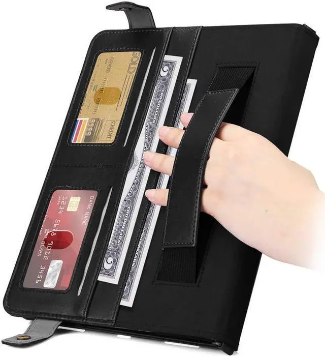 Alt view image 5 of 5 - Handbag Case for iPad Pro 12.9-inch (4th/5th/6th Gen) & iPad Air 13" 2025/2024, Techcircle Folio Stand PU Leather Crossbody Wallet Case with Pencil Holder, Hand Strap & Shoulder Strap, Black