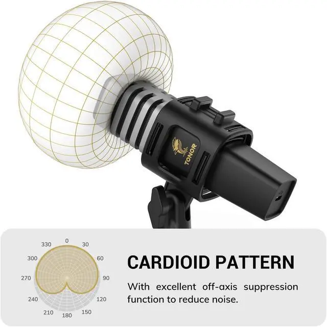 Alt view image 3 of 5 - TONOR USB Microphone for PC, Cardioid Condenser Computer Mic with Tripod Stand, Pop Filter, Shock Mount for Gaming, Streaming, Podcasting, YouTube