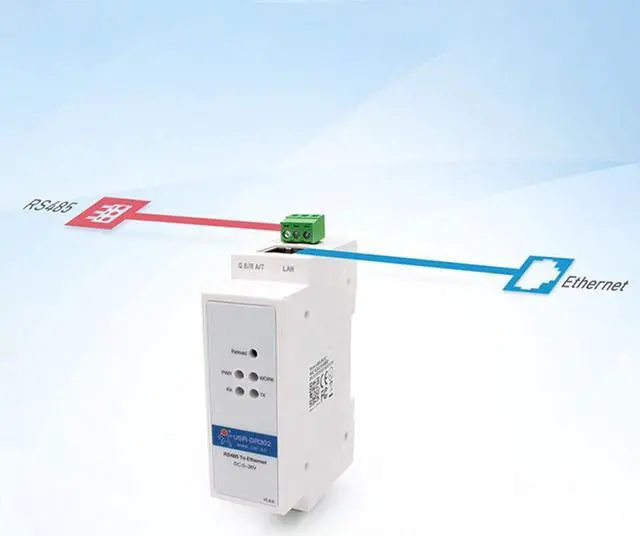 Alt view image 2 of 5 - USR-DR302 DIN-Rail Modbus RS485 Serial Port to Ethernet Converter Bidirectional Transparent Transmission Between RS485 and RJ45