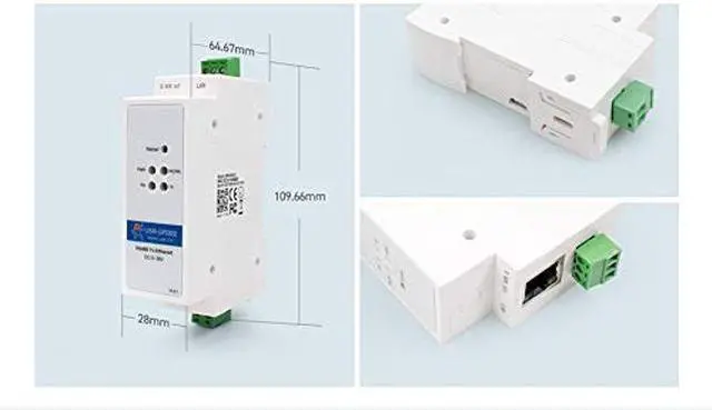 Alt view image 3 of 5 - USR-DR302 DIN-Rail Modbus RS485 Serial Port to Ethernet Converter Bidirectional Transparent Transmission Between RS485 and RJ45