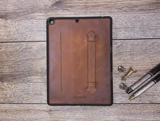 Alt view image 2 of 5 - Venito Lecce Leather Wallet Case Compatible with iPad 10.2-2019 - Flex Handle Tablet Wallet (Antique Brown)