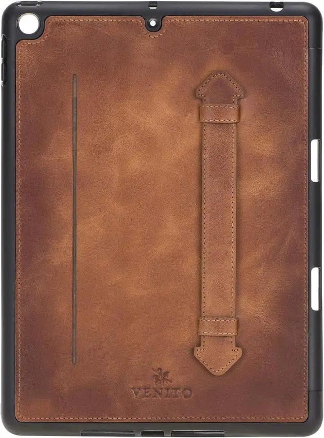 Alt view image 3 of 5 - Venito Lecce Leather Wallet Case Compatible with iPad 10.2-2019 - Flex Handle Tablet Wallet (Antique Brown)
