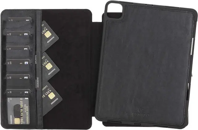 Main image of VENITO PARMA Premium Leather Case for iPad Pro 11 inch 3rd and 2nd Generation with Pencil Holder, Handmade, Kickstand, Detachable Wallet, Full-Grain Leather, Compatible with Apple Pencil, Rustic Black