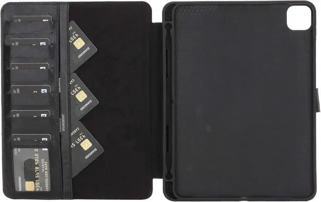 Alt view image 4 of 5 - VENITO PARMA Premium Leather Case for iPad Pro 11 inch 3rd and 2nd Generation with Pencil Holder, Handmade, Kickstand, Detachable Wallet, Full-Grain Leather, Compatible with Apple Pencil, Rustic Black