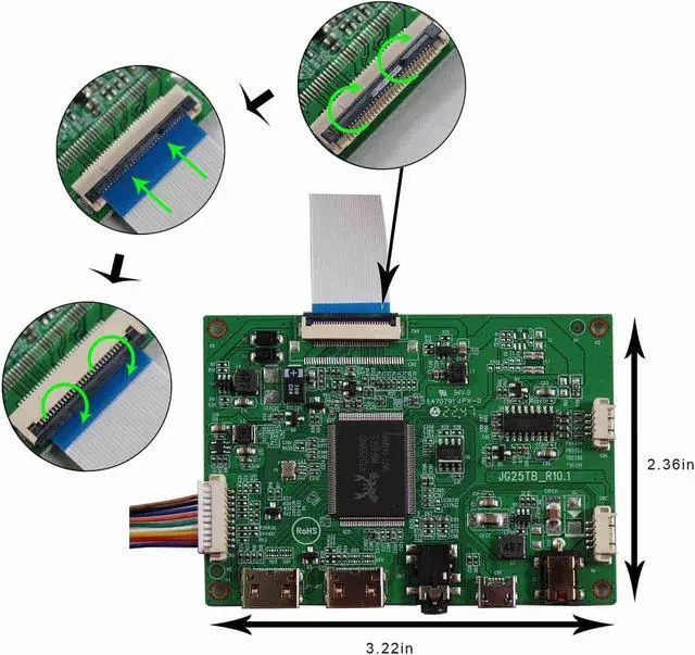 Alt view image 3 of 5 - VSDISPLAY 12.6" NV126B5M-N41 12.6inch 1920X515 LCD Screen Work with 2 Mini LCD Controller VS-RTD2556HM-V1
