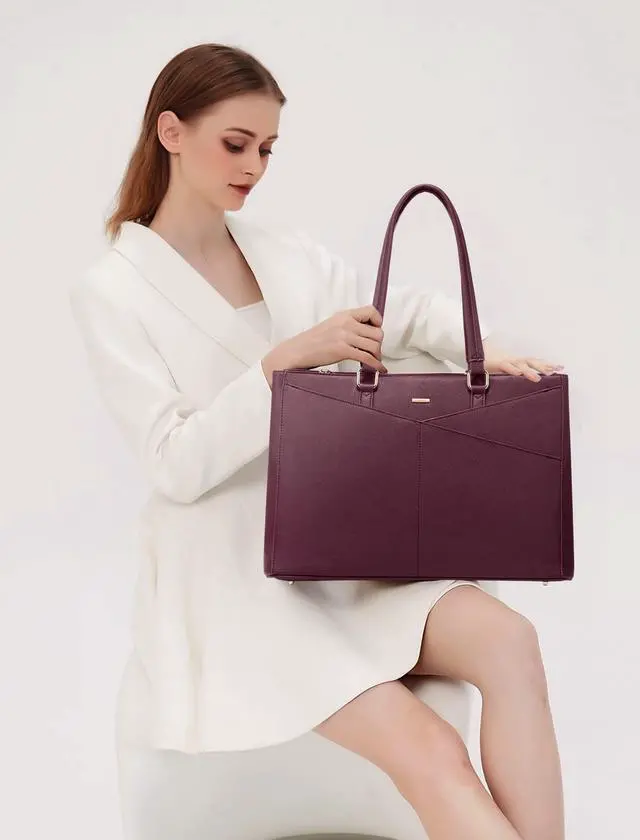 Alt view image 3 of 5 - LOVEVOOK Laptop Tote Bag for Women 15.6 Inch Waterproof Leather Computer Bags Women Business Office Work Bag Briefcase Purple