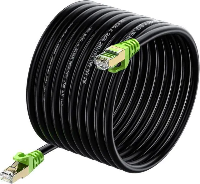 Main image of Outdoor Cat 7 Ethernet Cable 250ft, 26AWG Heavy-Duty Cat7 Networking Cord Patch Cable RJ45 Transmission Speed 10GbpsTransmission Bandwidth 600Mhz LAN Wire Cable SFTP Waterproof Direct Burial