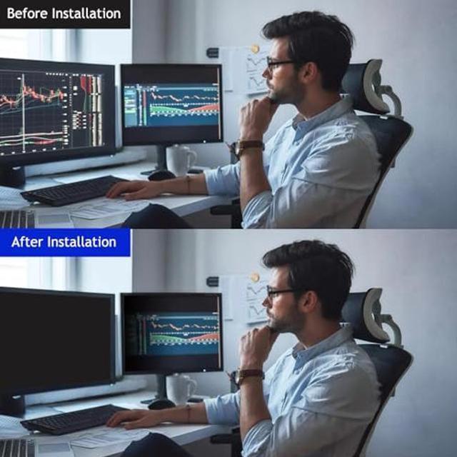 Alt view image 4 of 5 - WELINC 23.8 Inch - 16:9 Aspect Ratio - Computer Privacy Screen Filter for Widescreen Monitor - Anti-Glare - Anti-Scratch Protector Film - Protects Your Eyes from Harmful Glare and Blue Light