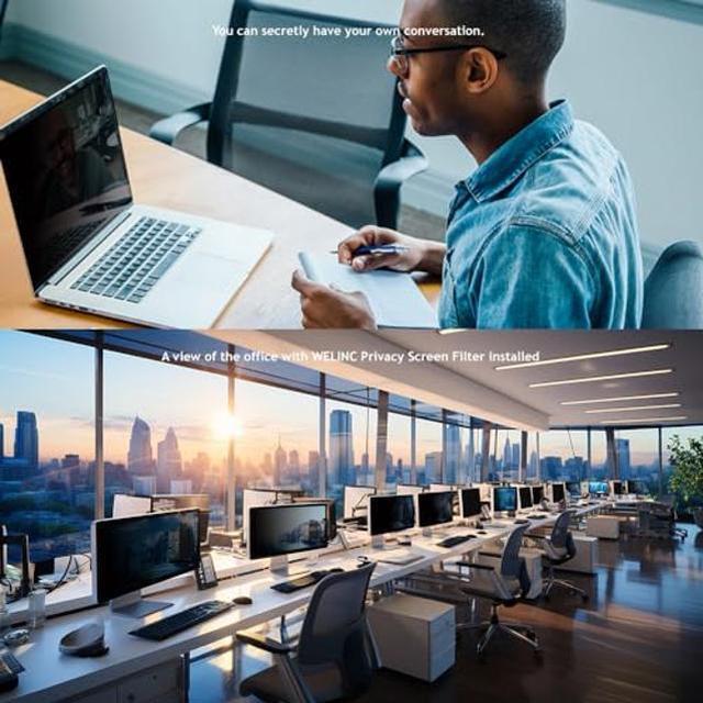 Alt view image 5 of 5 - WELINC 23.8 Inch - 16:9 Aspect Ratio - Computer Privacy Screen Filter for Widescreen Monitor - Anti-Glare - Anti-Scratch Protector Film - Protects Your Eyes from Harmful Glare and Blue Light