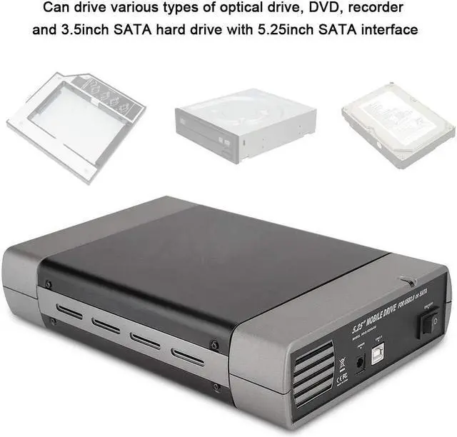 Alt view image 3 of 5 - 5.25in Hard Drive Enclosure, Portable External Drive, Optical Drive Box External USB2.0 SATA Interface Computer Accessories(US)
