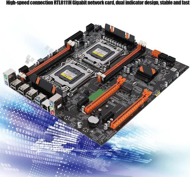 Alt view image 2 of 5 - Wendry Desktop Motherboard,Built-in Rear 2 x USB3.0/Gigabit LAN Card X79,DDR3 Four-Channel Memory,with SATA Cable(Dual Socket)