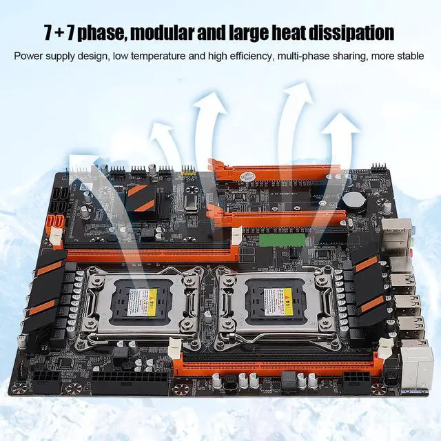 Alt view image 4 of 5 - Wendry Desktop Motherboard,Built-in Rear 2 x USB3.0/Gigabit LAN Card X79,DDR3 Four-Channel Memory,with SATA Cable(Dual Socket)