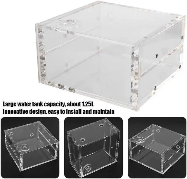 Alt view image 4 of 5 - Water Cooling,1.25L Water Cooling Cooling Reservoir All Transparent Acrylic Computer Water, for PC CPU Water Block,Innovative Design,Easy to Install and Maintain