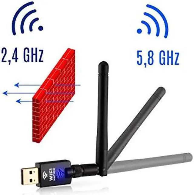Alt view image 3 of 5 - WiFi Nation(r) 802.11ac AC600 Fast USB WiFi Adapter, Wireless dongle with 2dBi dipole SMA Antenna, chipset: Realtek RTL8811AU, Dual Band 2.4GHz or 5GHz, Windows, MacOS and Linux Supported