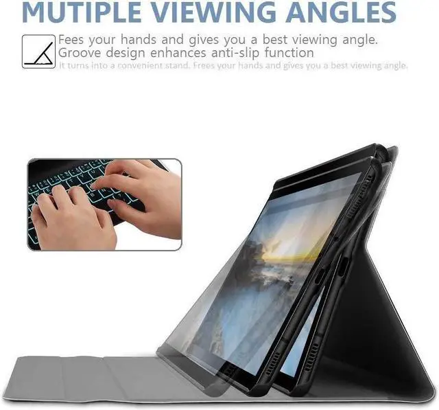 Alt view image 4 of 5 - Wineecy Galaxy Tab A 8.4 2020 Keyboard Case (SM-T307/SM-T307U, Backlit), Wireless Detachable Keyboard with Protective Cover for Samsung Galaxy Tab A 8.4 inch 2020 SM-T307 (Black)
