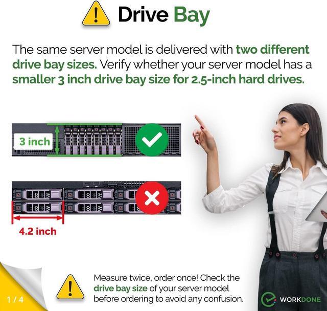 Alt view image 2 of 5 - WORKDONE 12-Pack 2.5" Drive Caddy - G176J Compatible for Dell PowerEdge Servers T440 T640 R430 T430 R630 T630 R730xd R830 R930 T620 R720 R820 - Sled Sticker Labels - Manual - Additional Tray Screws