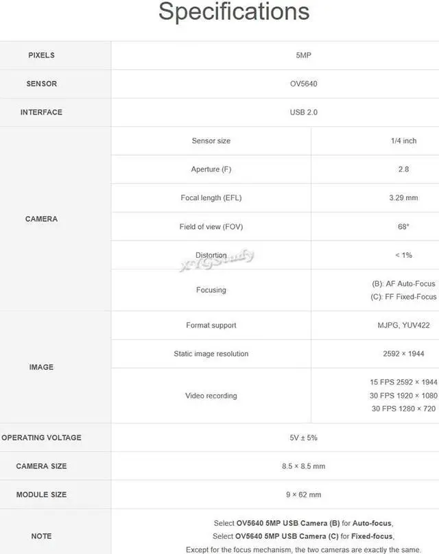 Alt view image 4 of 5 - XYGStudy for Raspberry Pi OV5640 5MP USB Camera Module 2592x1944 USB Interface High Definition Small in Size Driver-Free Sensor Supports Raspberry Pi Jetson Nano