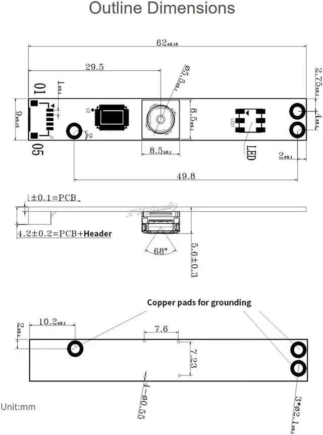 Alt view image 5 of 5 - XYGStudy for Raspberry Pi OV5640 5MP USB Camera Module 2592x1944 USB Interface High Definition Small in Size Driver-Free Sensor Supports Raspberry Pi Jetson Nano