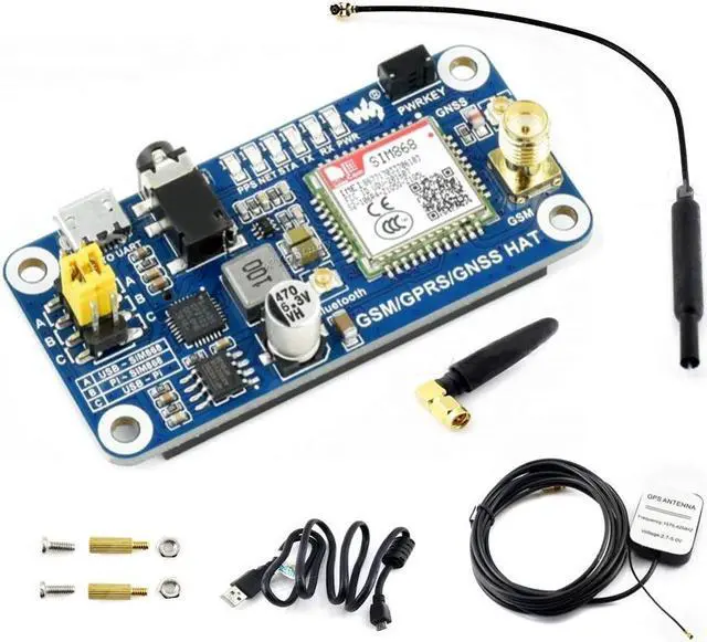 Main image of for Raspberry Pi GSM/GPRS/GNSS Bluetooth HAT Module SMS GPS UART Based on SIM868 for Raspberry Pi 4B/3B/3B+/2B/Zero/Zero W Support Phone Call Speaker Global Position Transfer Data @XYGStudy