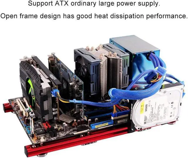 Alt view image 3 of 5 - ATX Computer Open Air Case Bracket Aluminum DIY Bare Frame Support Graphics Card,PC Open Frame Test Bench,ATX Mini Computer Case DIY Mod Base Stand