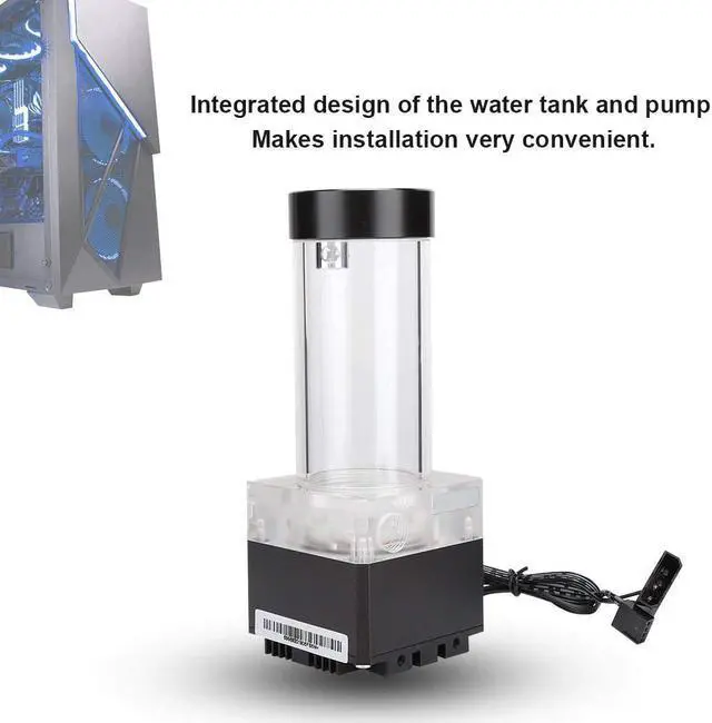 Alt view image 2 of 5 - Pump/Reservoir Combo for Water Cooling System,800L / H CPU Water Cooling Pump Radiator,Integrated,POM PMMA PUB-FS6PD-17 (Black)