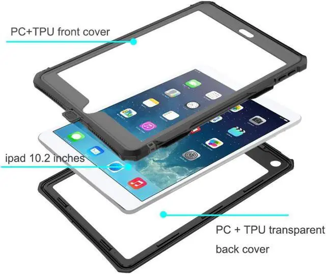 Alt view image 3 of 5 - SaharaCase Water-Resistant Case for Apple iPad 10.2" (7th Gen 2019) and (8th Gen 2020) [Shockproof Bumper] Heavy Duty Military Tested IP68 Water Resistant Rugged Protection Antislip - Black