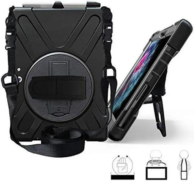 Alt view image 3 of 5 - SaharaCase for Microsoft Surface Pro 6 and 7 and Surface Pro 7+, Heavy Duty Series Case with Handstrap [Shockproof Bumper] Kickstand Rugged Protection Anti-Slip Grip - Black
