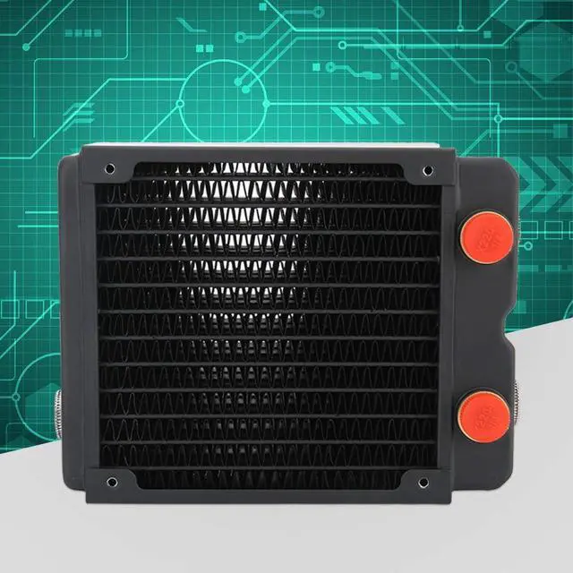 Alt view image 5 of 5 - G1/4 120mm Computer Water Cooling Copper Radiator, 3-Layer 12-Tube PC Cooler Heatsink with Copper Radiator Fins and Brass Water Chamber