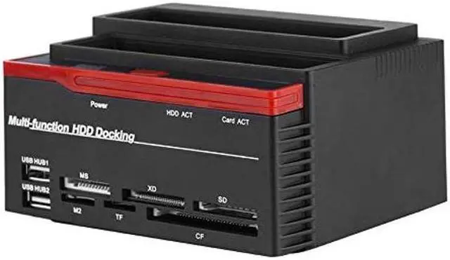 Main image of Dual-Bay 2.5"/3.5" Hard Drive Dock Station IDE HDD Enclosure Docking Dock Station USB2.0 Hub Card Reader