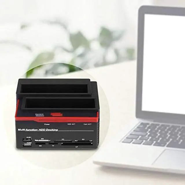 Alt view image 3 of 5 - Dual-Bay 2.5"/3.5" Hard Drive Dock Station IDE HDD Enclosure Docking Dock Station USB2.0 Hub Card Reader