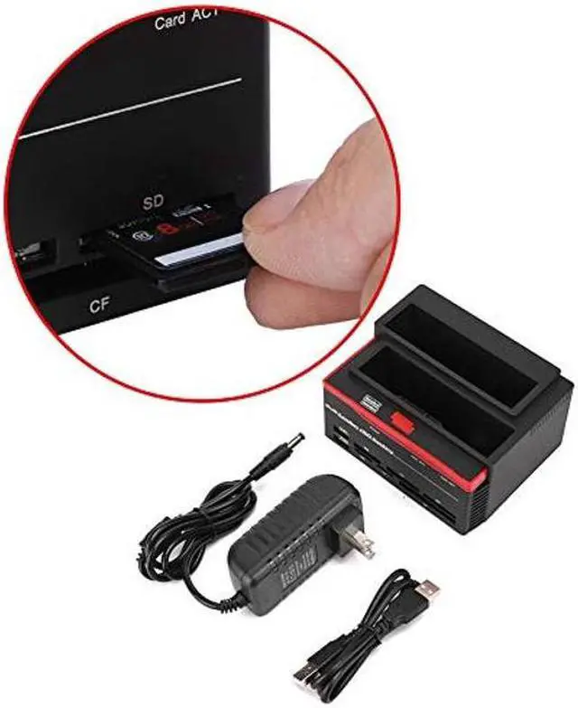 Alt view image 5 of 5 - Dual-Bay 2.5"/3.5" Hard Drive Dock Station IDE HDD Enclosure Docking Dock Station USB2.0 Hub Card Reader