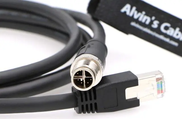 Main image of Alvin's Cables Ethernet Cable in-Sight 8200 and 8400 Series CCB-84901-2001-02 M12 X-Coded to RJ45 Industrial Camera Shielded Cord IP67 Waterproof 6.5ft/2M