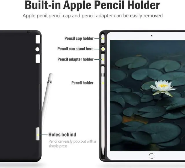Alt view image 4 of 5 - auaua Case for iPad 9th/8th/7th Generation 10.2 inch (2021/2020/2019 Released), with Pencil Holder, Vegan Leather, Auto Sleep/Wake (Green)